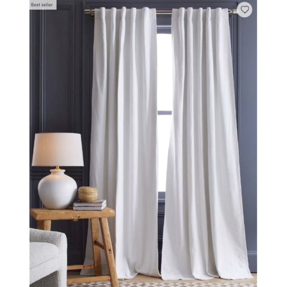NWOT QUINCE White Slub Room Darkening Minimalist Boho Curtain 1 Panel 48X96 $70